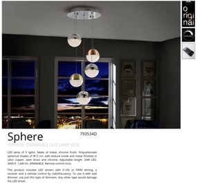 Lustra LED dimabila cu telecomanda Sphere 5L SV-793534D