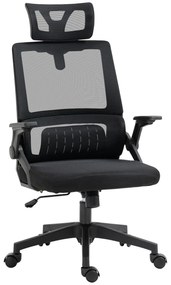 Vinsetto Fotoliu de birou reglabil cu husa din plasa poliester, spatar ergonomic inclinabil pivotant Negru | Aosom Romania