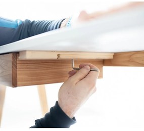 Birou cu bază din lemn de frasin Ragaba Luka, lungime 85 cm, alb