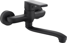 Baterie bucatarie Invena Siros negru mat cu pipa pivotanta