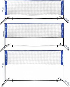 Fileu de tenis cu suport inclus, 400 x 103 x 155 cm, textil, albastru, Songmics