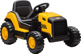 AIYAPLAY Mașină Electrică pentru Copii 3-6 Ani, Licențiată Oficial de CAT, 12V, Control Manual și cu Telecomandă, Galben | Aosom Romania