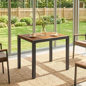 Outsunny Masă de Grădină Extensibilă 120/80x70 cm Cadru din Oțel și Blat din Lemn de Acacia pentru 4-6 Persoane Natural | Aosom Romania