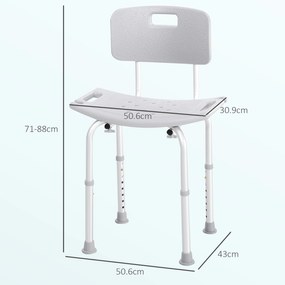 Scaun de dus HOMCOM din Aluminiu si Plastic, Inaltime reglabila 8 Niveluri 71-78.5cm Picioruse antiderapante | Aosom Romania