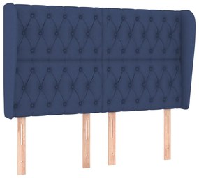 3118304 vidaXL Tăblie de pat cu aripioare, albastru, 163x23x118/128 cm, textil