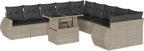 vidaXL Set canapele de grădină cu perne, 11 piese, gri, poliratan