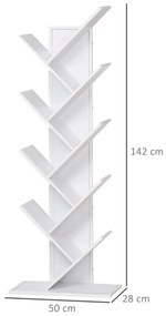 HomCom biblioteca in forma de copac, 50x28x142 cm, alba | AOSOM RO