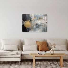 Tablou pe sticlă - Abstracție cu minge de aur (70x50 cm)