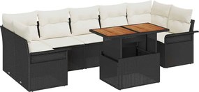 vidaXL Set de canapele pentru grădină 8 pcs Negru Rattan poli