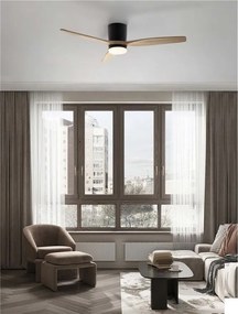 Lustra LED cu Ventilator si telecomanda ALOA negru/natural wood