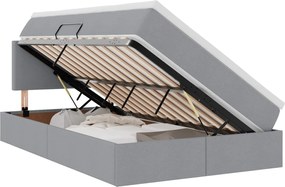 vidaXL Pat cu saltea și LED cu led Gri deschis 120 x 190 cm țesătură