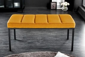 Bancheta tapitata design modern Boutique 80cm, galben mustar