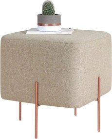 Taburet COPPER 60, stofa clasica bej/cupru, 40x40x42 cm