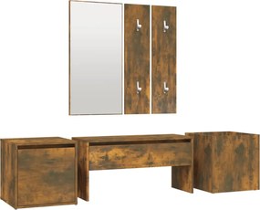vidaXL Set de mobilier pentru hol, stejar fumuriu, lemn prelucrat