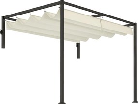 Outsunny Pergolă 3 x 4m Montată pe Perete, Pergolă Metalică cu Acoperiș Retractabil pentru Grătar, Grădină, Terasă, Deck | Aosom Romania