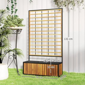 Outsunny Jardiniere cu trei pat înalt de grădină orificii de drenaj din lemn de salcâm industrie 74 x 27 x 131 cm tec | Aosom Romania