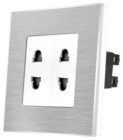Priza Dubla cu Module Inguste cu Rama din Aluminiu LUXION