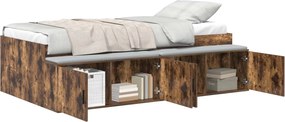 vidaXL Cadru de pat Stejar fumuriu 100 x 200 cm Lemn compozit