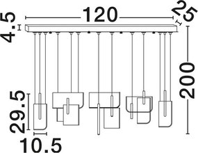 Lustra LED suspendata liniara design decorativ 2700K TOTEM