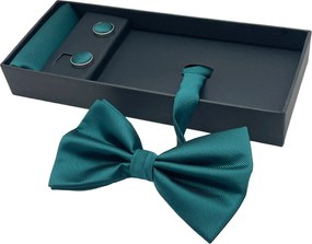 Papion verde smarald, MISTERY, Set cu butoni si batista