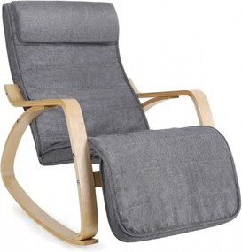 Fotoliu balansoar, lemn de mesteacan / textil, gri inchis / natural, Songmics