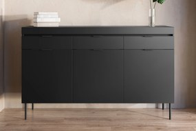Comodă Sentia 157 cm cu trei uși și trei sertare - negru / negru