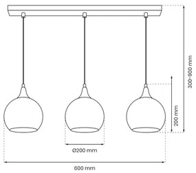 Lustră pe cablu MONTE 3xE27/60W/230V d. 20 cm crom mat