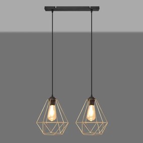 Lustră pe cablu KARO 2xE27/15W/230V auriu/negru