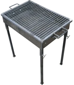 Gratar de gradina traditional HouseXL™ Premium Barbecue, Picioare din teava rectangulara cu surub, Realizat manual, Sarma grill 8mm, 30 X 40 CM, Natur