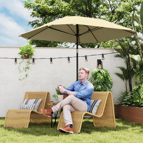 Outsunny Umbrelă de soare de 2,3 m fără bază, umbrelă de terasă reglabilă cu manivelă, poliester, aluminiu, fibră de sticlă, bej | Aosom Romania