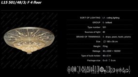 Plafoniera XXL cristal Bohemia, L15 501/48/3; F 4 floor