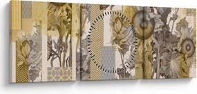 Tablou - Colaj cu floarea-soarelui (cu ceas) (90x30 cm)