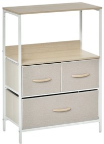 HOMCOM Comodă mobilier de depozitare cu 3 sertare material textil, raft și blat superior, 58L x 29l x 81,5H cm | Aosom Romania