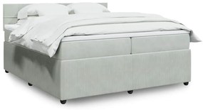 vidaXL Pat box spring cu saltea, gri deschis, 200x200 cm, catifea