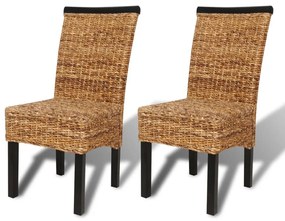 vidaXL Scaune de bucătărie, 2 buc., abaca & lemn masiv de mango