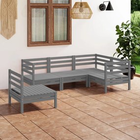 3082719 vidaXL Set mobilier de grădină, 5 piese, gri, lemn masiv de pin