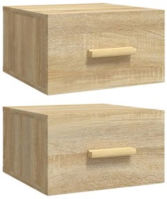 812841 vidaXL Noptiere de perete, 2 buc., stejar sonoma, 35x35x20 cm