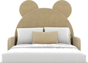 Pat lemn masiv tapitat Teddy, 200 × 108 × 88 cm