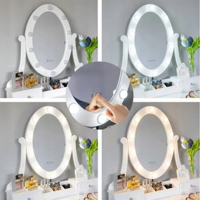 Masă de toaletă de calitate cu oglindă și lumini LED
