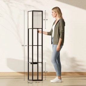 Lampă de Podea HOMCOM LED cu Rafturi, Lampă Modernă cu Comutator și Porturi USB, Lumină Reglabilă pentru Living și Dormitor, Neagră | Aosom Romania