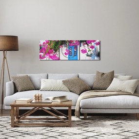 Tablou - Casă tradițională grecească (cu ceas) (90x30 cm)