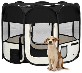 vidaXL Țarc de câini pliabil cu sac de transport, negru, 90x90x58 cm