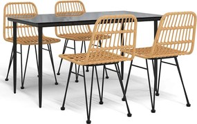 vidaXL Set mobilier de grădină, 5 piese, poliratan