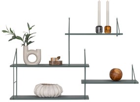 Raft Harlem cu 4 rafturi verzi, cadru verde 99x17,5x62 cm