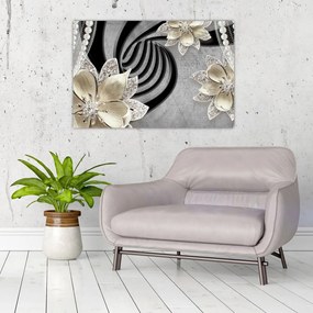 Tablou - 3D Flori aurii (90x60 cm)