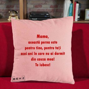 Cadou pentru Mama - Perna Personalizata Perna pentru Mama, 40x40 cm, Roz, Husa Detasabila, Perna Inclusa, BEKZ®