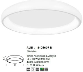 Lustra LED aplicata moderna design slim 81cm ALBI alba NVL-8105607 D