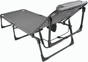 Șezlong pliabil cu pernă, gri, 189 x 63 x 34 cm