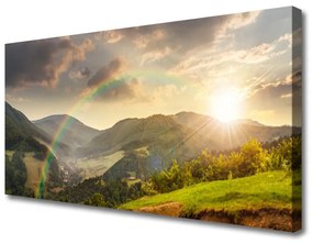 Tablou pe panza canvas Soare Munții Rainbow Peisaj Multi