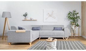 Colțar gri deschis extensibil/cu spațiu de depozitare (cu colț pe partea stângă/în formă de ”L”) Classy Sophie – Miuform